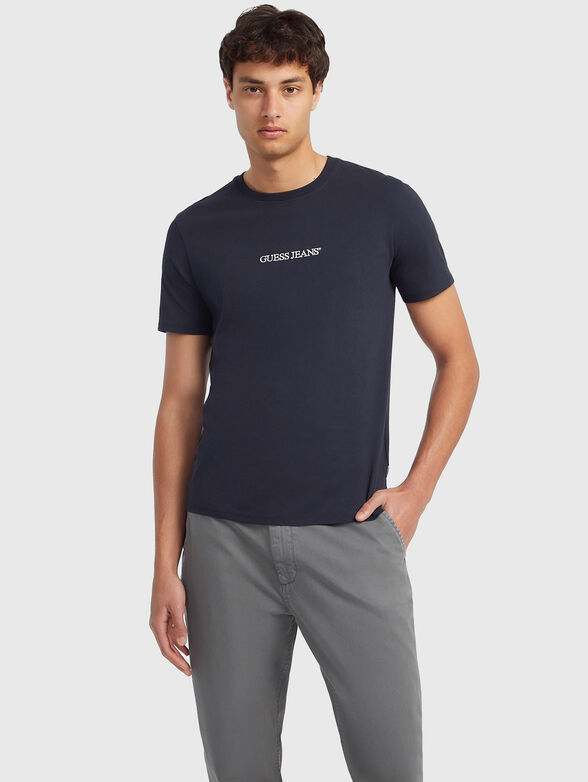 Navy blue T-shirt with logo inscription - 1