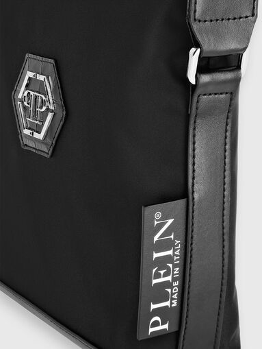 HEXAGON black crossbody bag with logo accent - 4