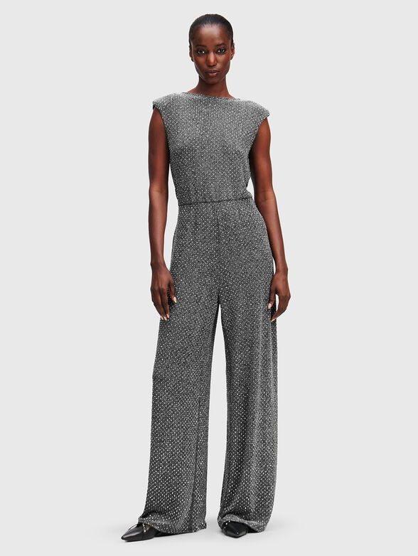 V-neck jumpsuit with rhinestones - 1