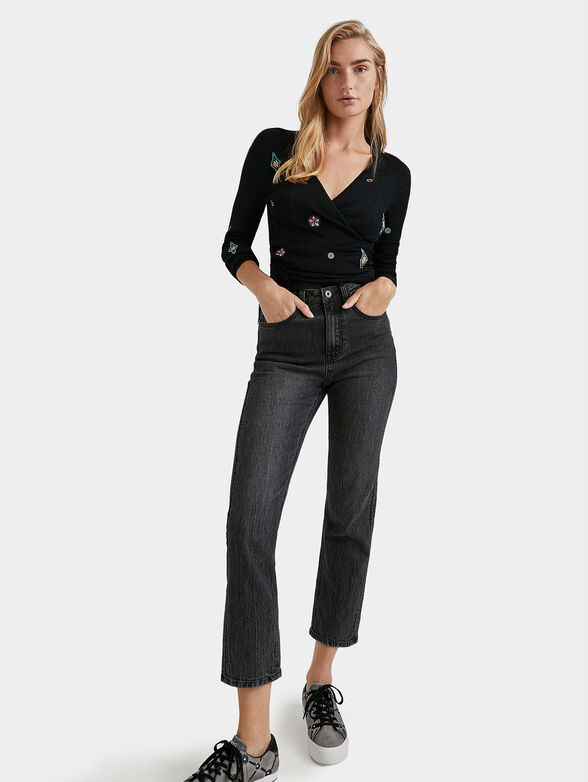 Blouse with long sleeves and floral embroidery - 6