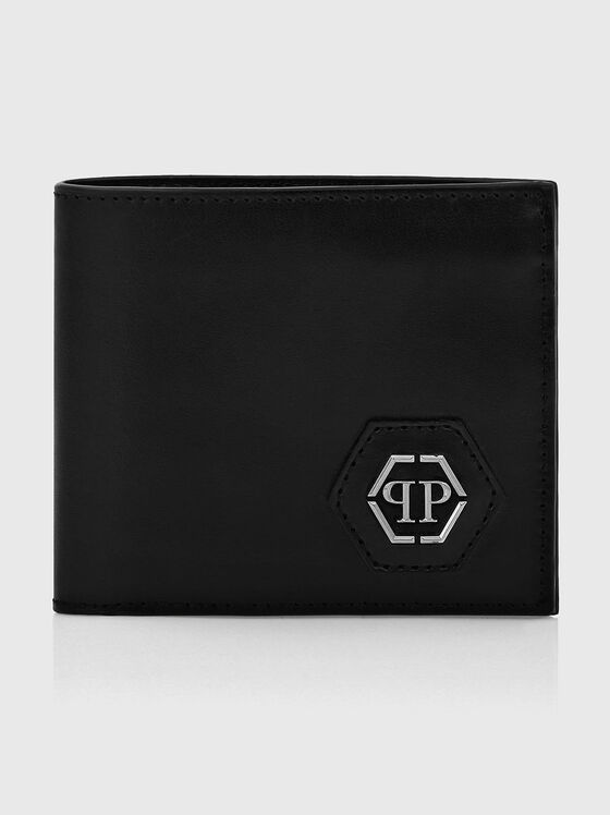Leather wallet with embossed logo accent - 1