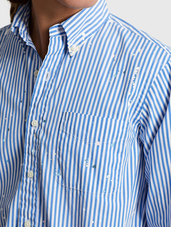 Cotton shirt with striped art print - 4