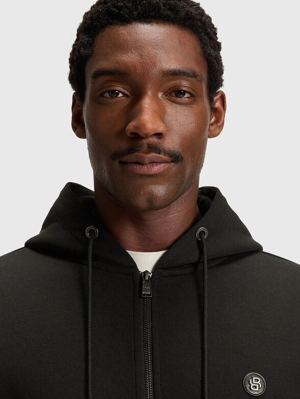 Cotton sweatshirt with hood in black - 4