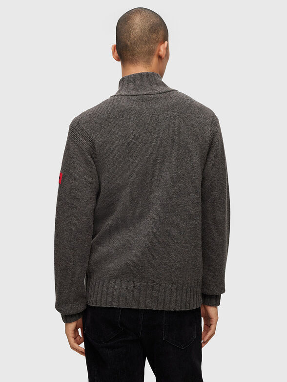 Dark grey wool blend cardigan with zip  - 3