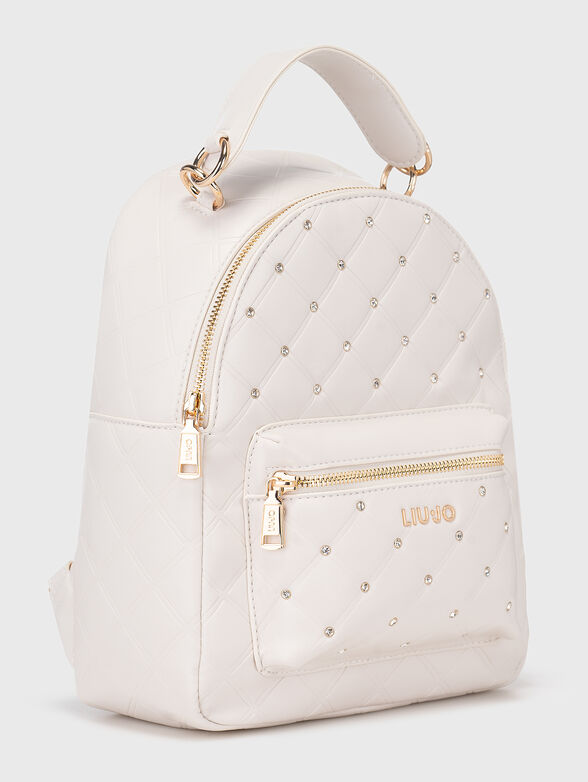 Crystal embellished backpack in beige - 3