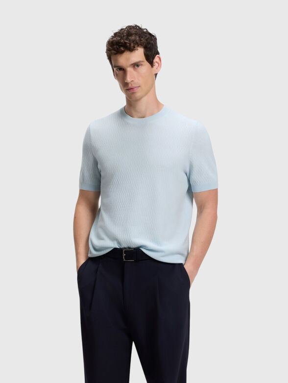 Short-sleeved sweater with knitted structure - 1