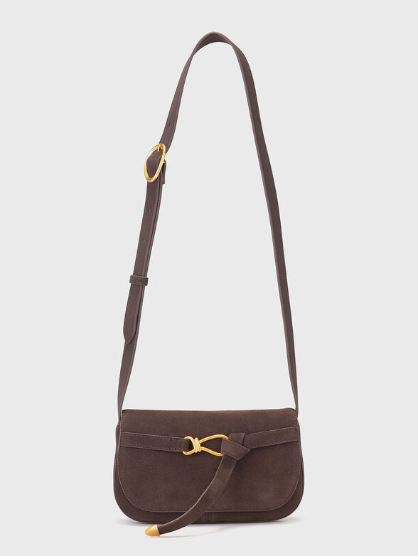 Suede crossbody bag with gold details - 1