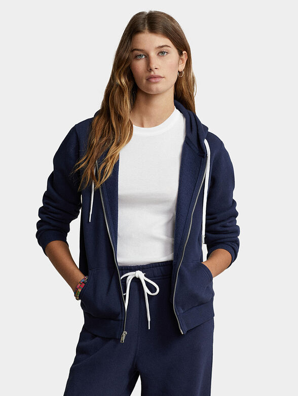 Blue hooded sweatshirt with logo detail - 1