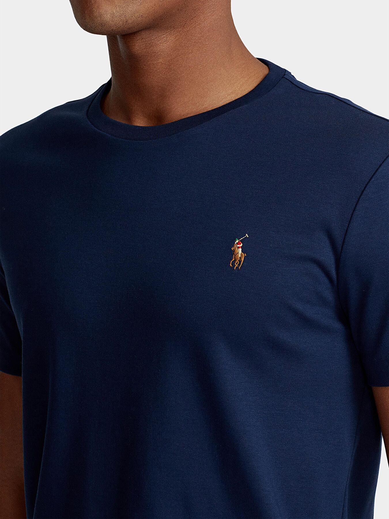 Dark blue t-shirt with colorful logo embroidery brand POLO
