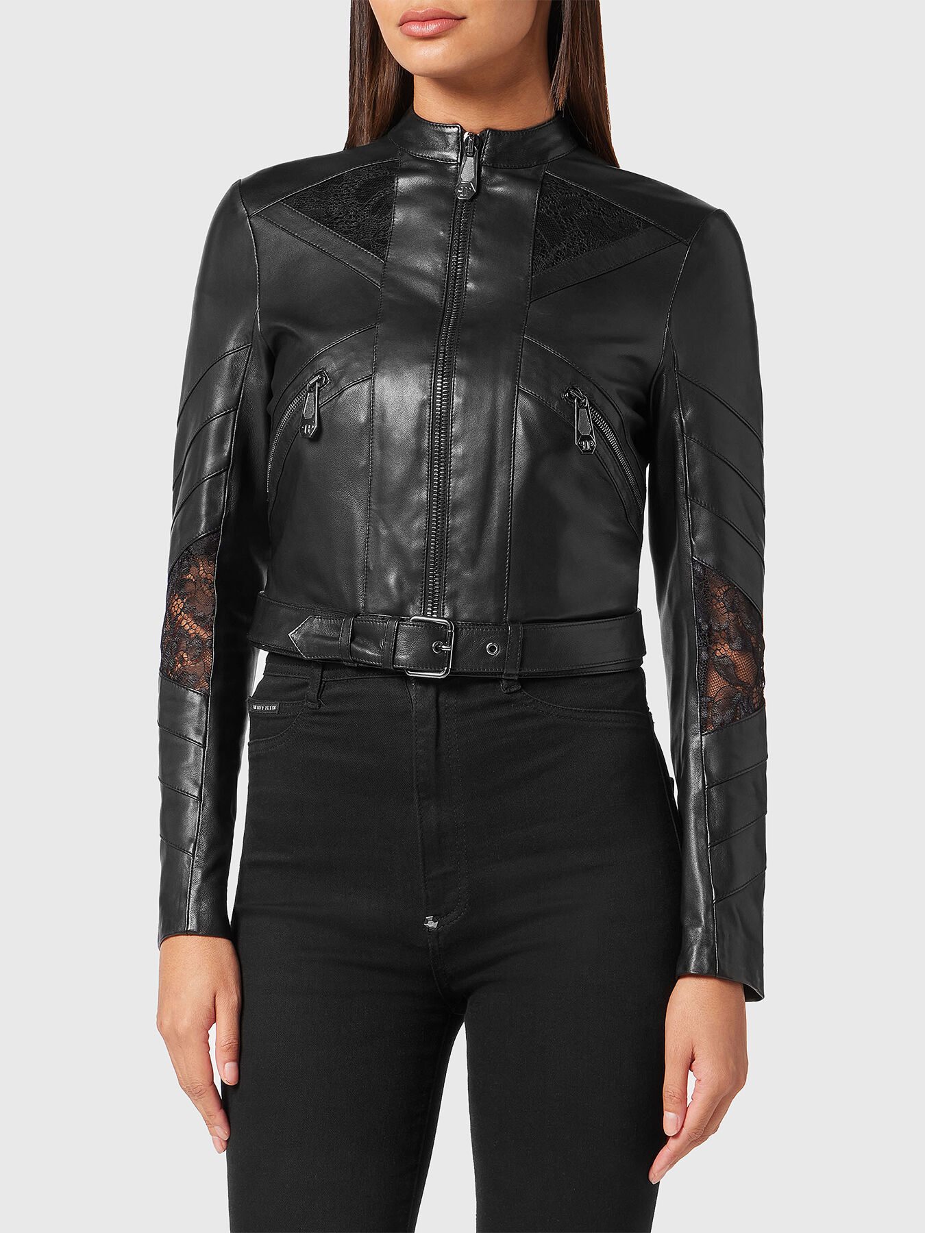 Lace leather jacket deals
