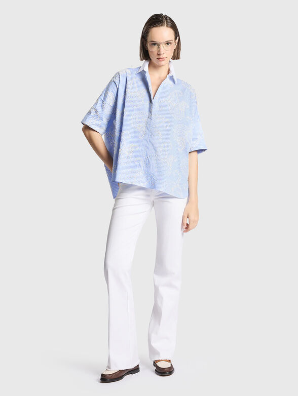 Cotton shirt with side slits and embroidery - 2
