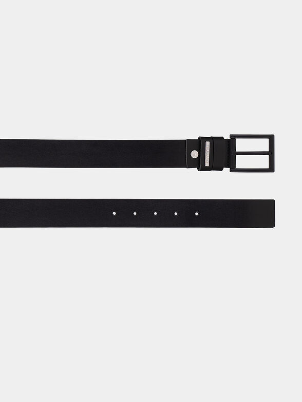 Black leather belt with logo detail - 2