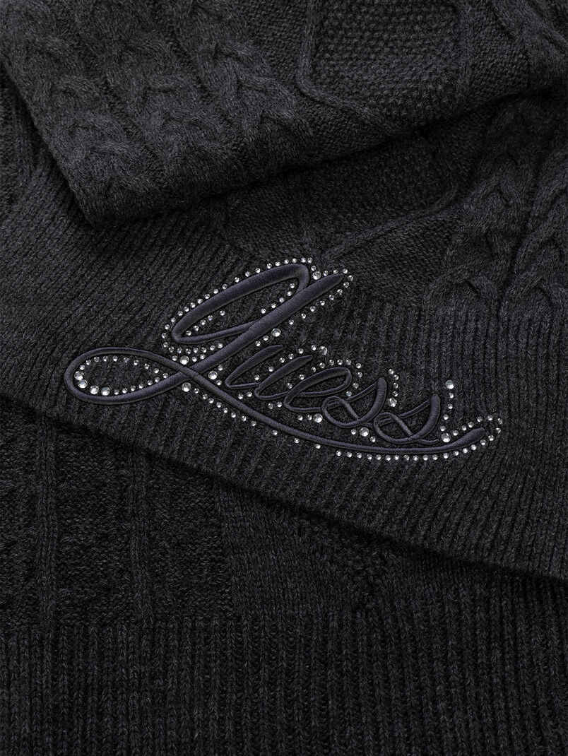 ROSELYN black scarf with logo - 3