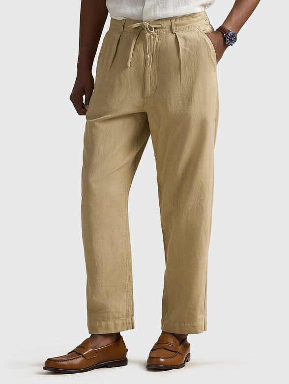 Linen and cotton trousers - 0