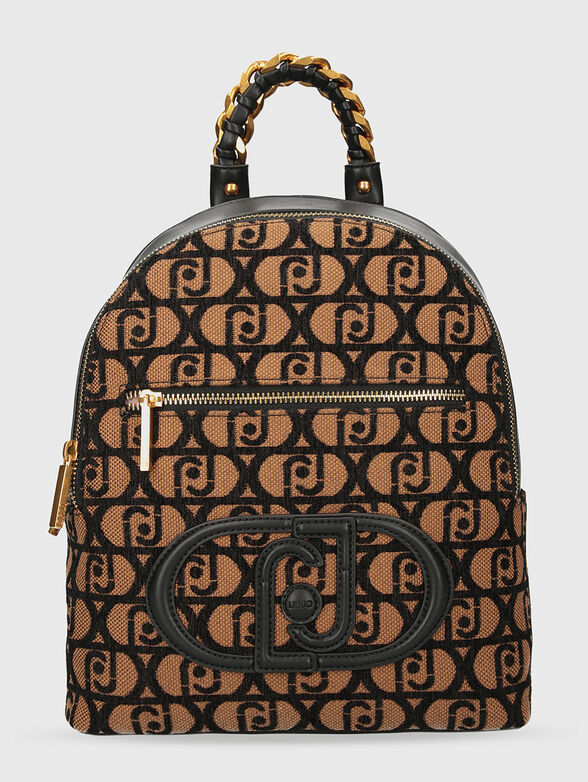 Black backpack with monogram print  - 1