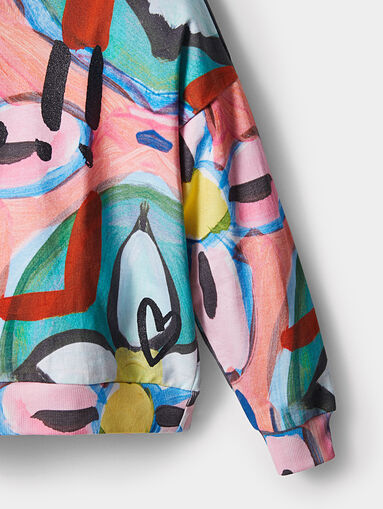 Cotton sweatshirt with colorful floral print - 5