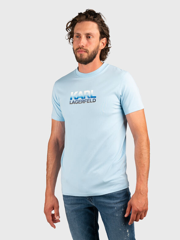 Blue T-shirt with accent logo - 1
