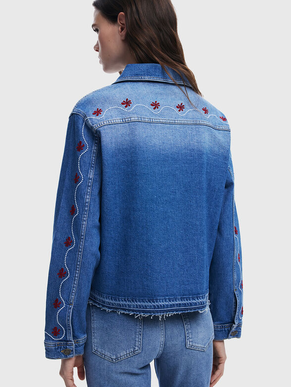 Denim jacket with floral embroidery - 4