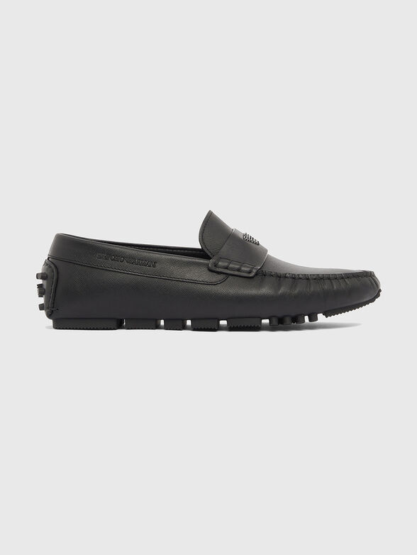 Leather moccasins with a saffiano effect - 1