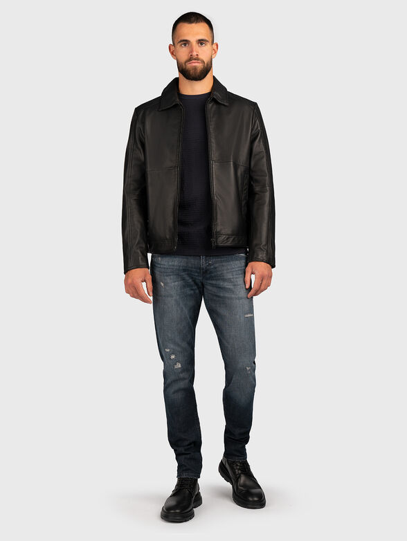 Leather jacket with slim fit - 2