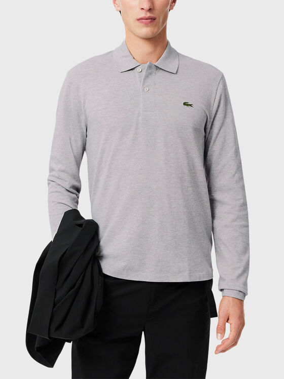 Памучен поло-шърт с дълъг ръкав - 1