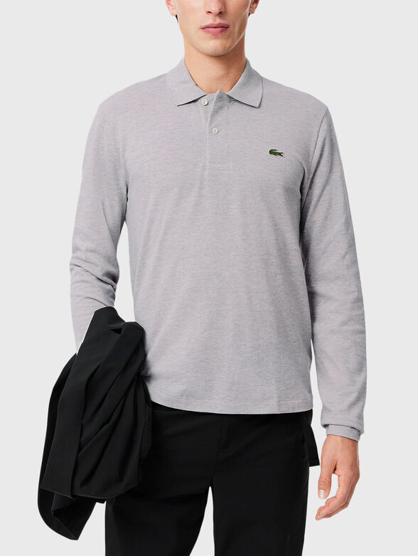 Cotton polo shirt with long sleeves - 1
