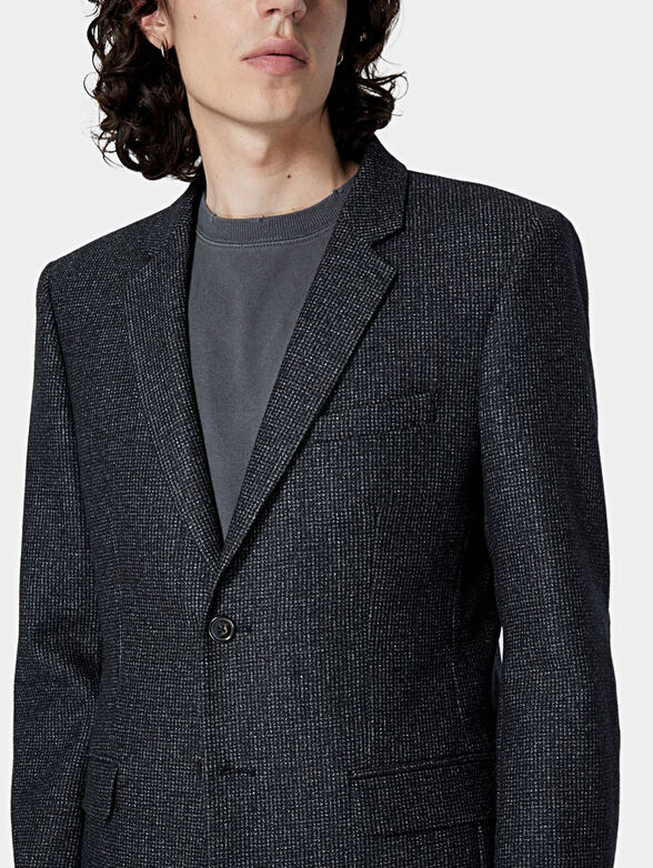 Wool jacket with leather elbow inserts - 2