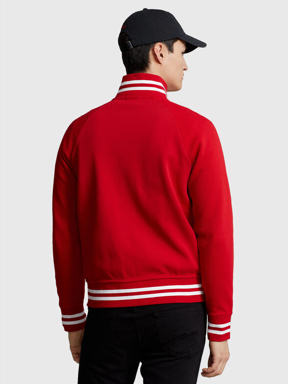 Red sweatshirt with contrast stripes  - 3