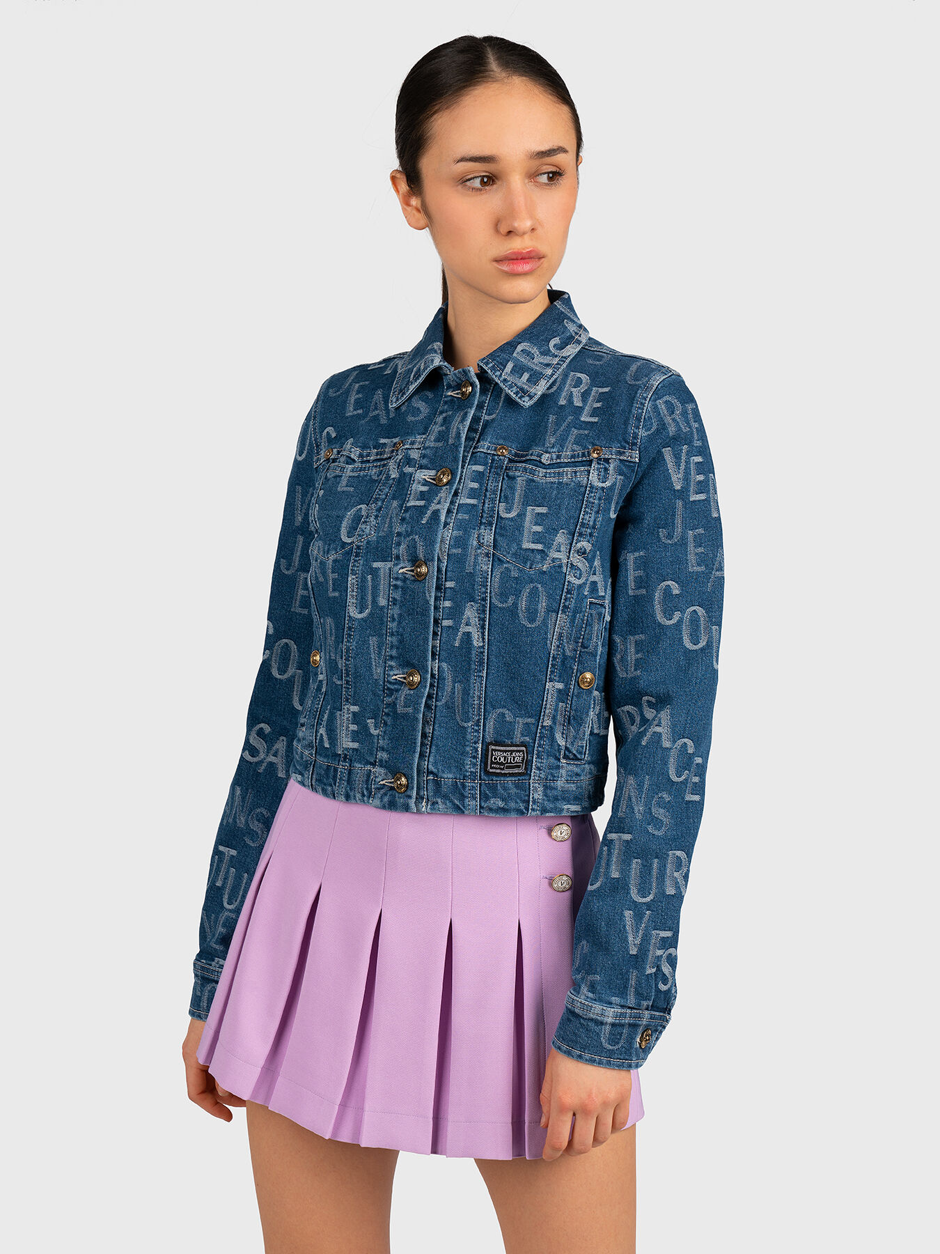 Versace logo denim jacket cheap