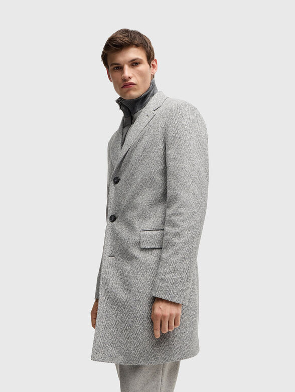 Slim herringbone wool blend coat - 1