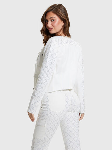 LARISSA white denim jacket with appliqued rhinestones - 3