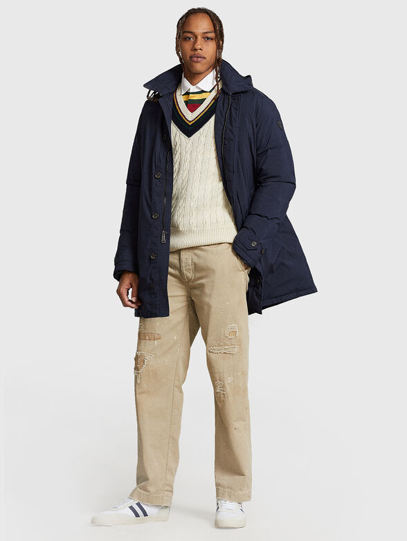 Dark blue parka with removable hood - 2