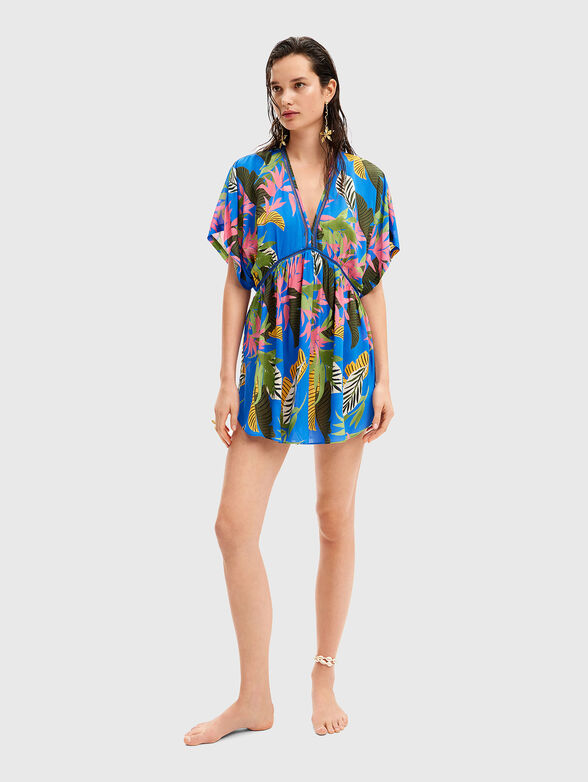 Beach dress with tropical print - 5
