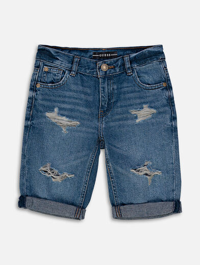 Denim shorts with distressed effect - 1