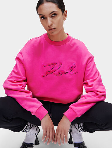 Sweatshirt with logo in fuxia color - 4