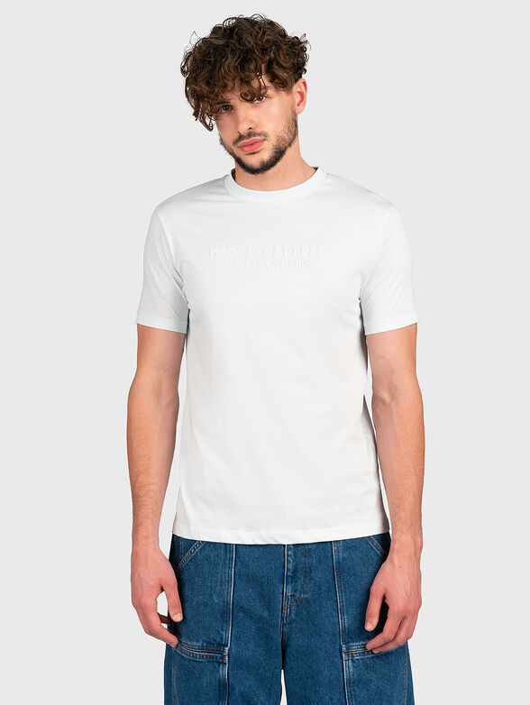 Blue t-shirt with embossed logo - 1