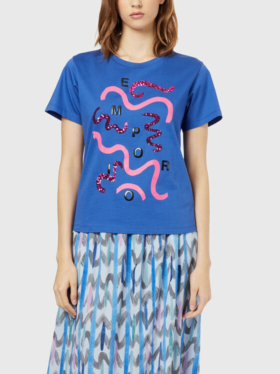 T-shirt with logo print and sequins - 1