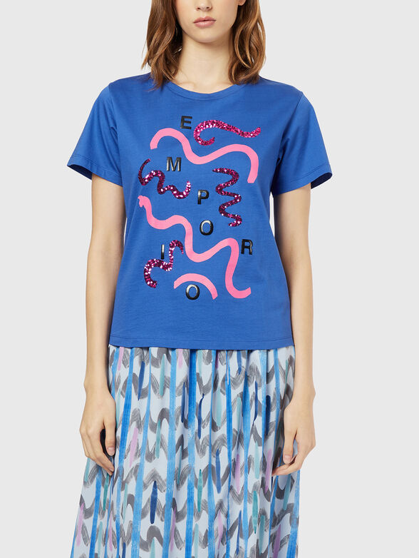 T-shirt with logo print and sequins - 1