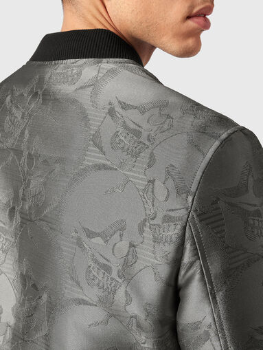 Jacquard bomber jacket in silver - 4