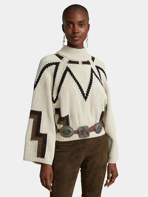 Sweater with mockneck and raglan sleeves - 1