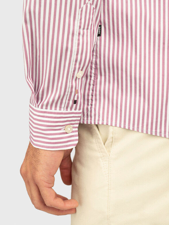 Striped cotton blend long sleeve shirt - 4