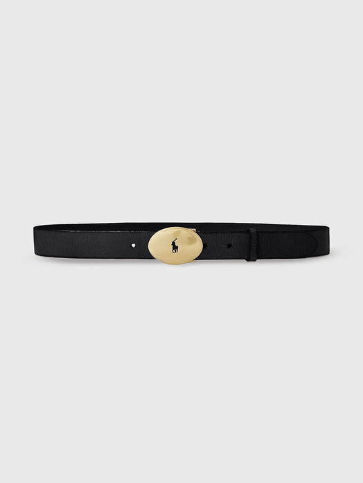 Leather belt with accent buckle