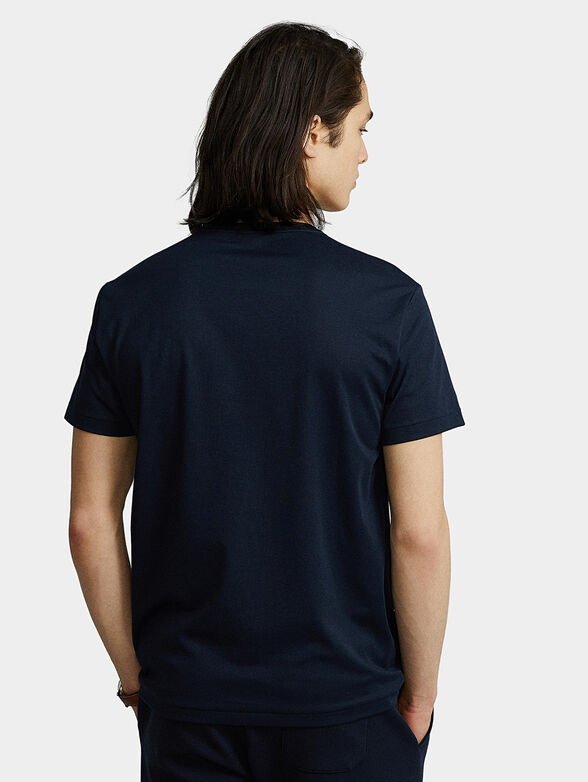 Dark blue T-shirt with logo embroidery - 3