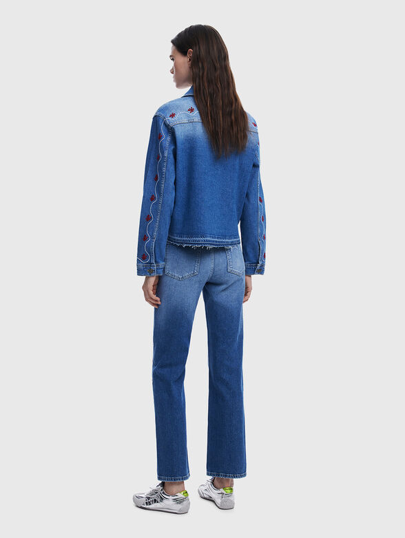 Denim jacket with floral embroidery - 2