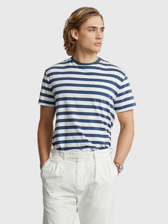 Cotton T-shirt with striped print - 1