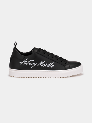Black sneakers with logo print - 1