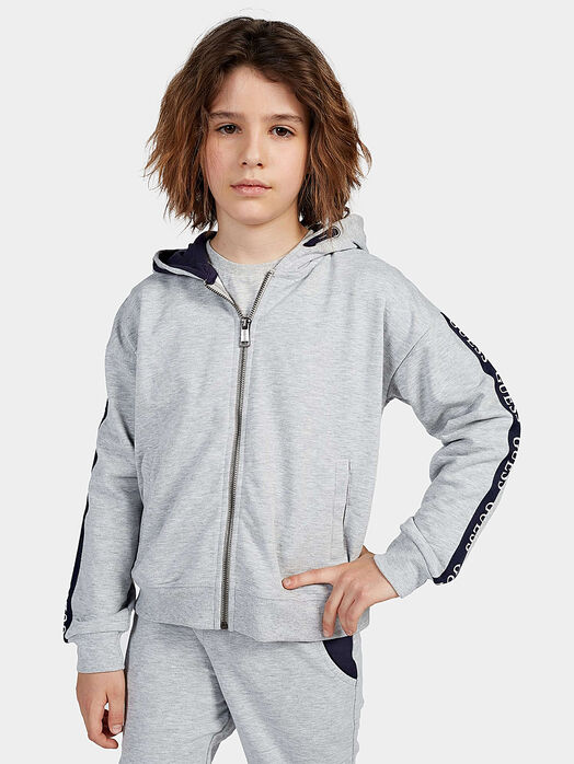 Cotton sweatshirt with zip and hood