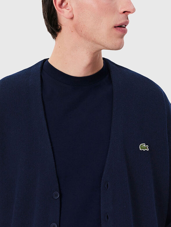 Navy blue wool cardigan with buttons - 4