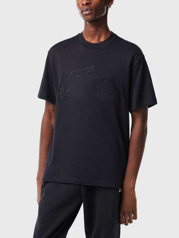 T-shirt with oval neckline and embroidered logo - 1