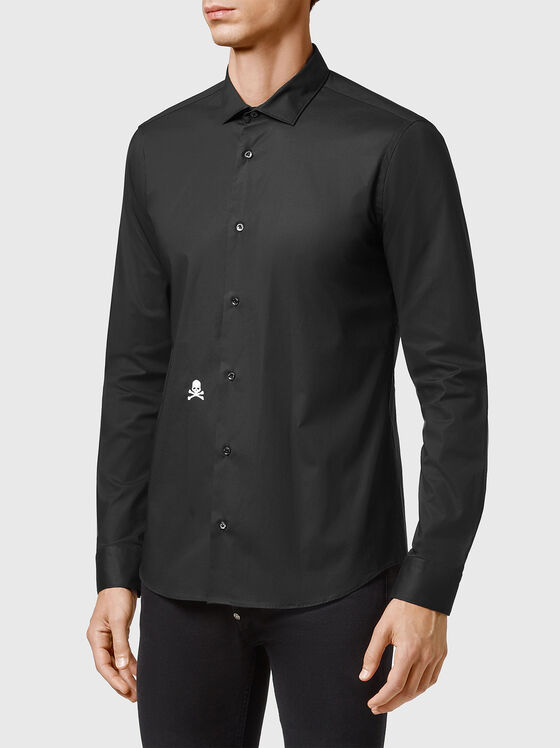 Черна риза SUGAR DADDY с бродиран детайл - 1